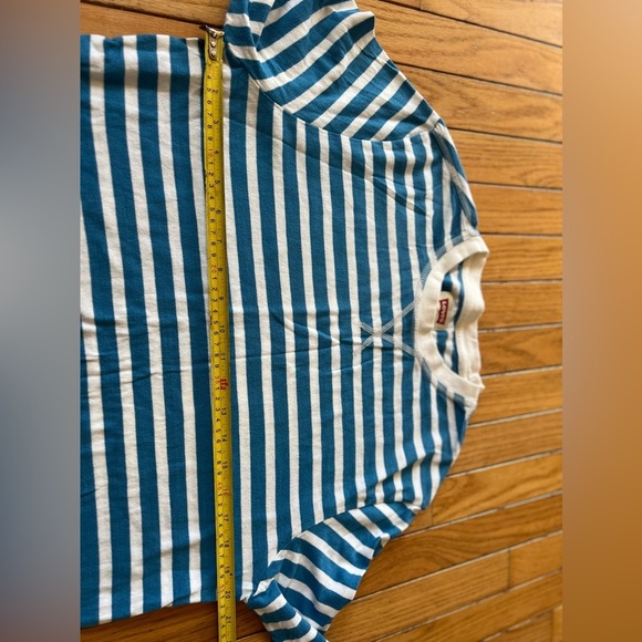 Levi’s Striped Long Sleeve Pullover Sweater Women’s Large Blue White Nautical - Picture 2 of 6